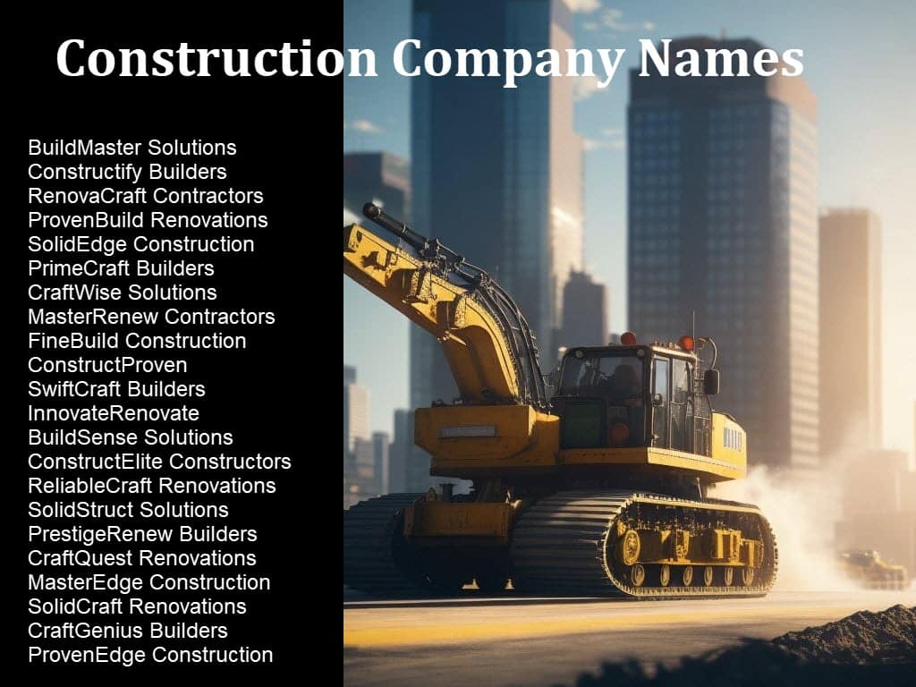 250 Catchy Construction Company Name Ideas